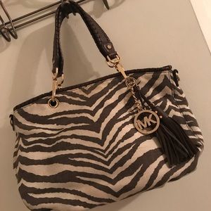 Michael Kors Zebra Print Canvas Purse